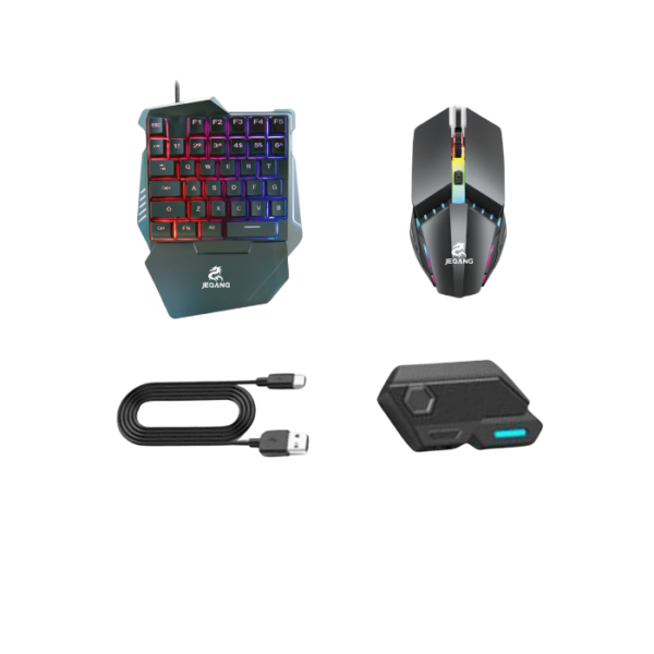 JK-913 3-in-1 Gaming Combo: One-Handed Keyboard + RGB Mouse + Bluetooth Converter